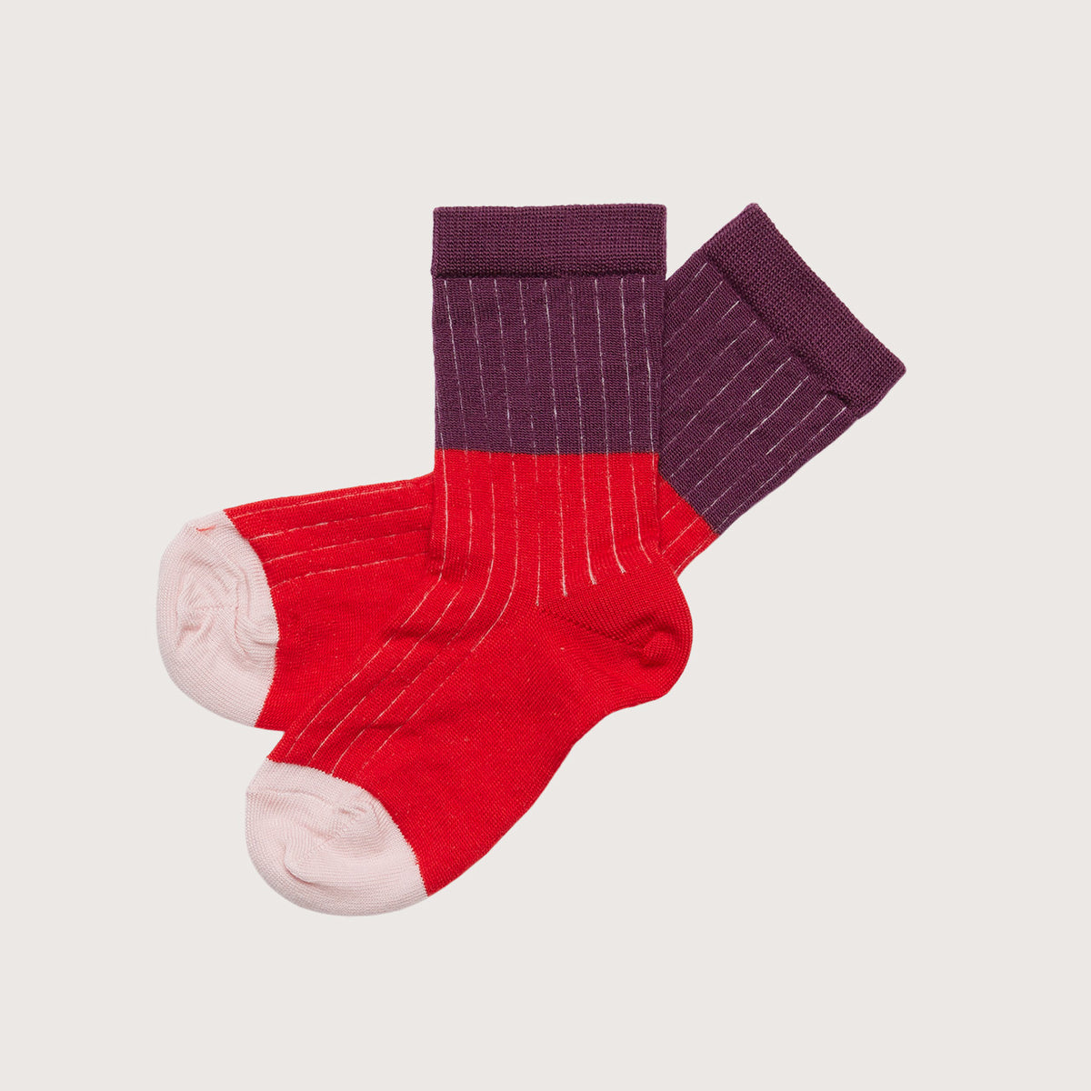 FUB Merino Wool Socks - Fine Contrast Knit (Kids)