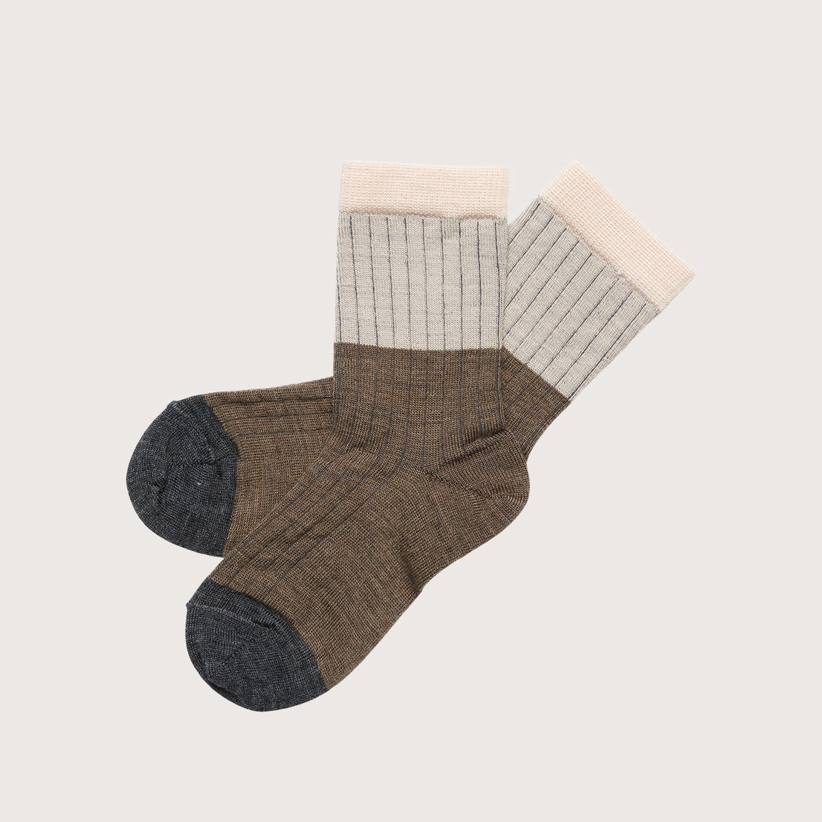 FUB Merino Wool Socks - Fine Contrast Knit (Kids)