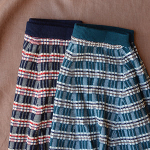 Jacquard Rib Skirt in 100% Merino - Teal (Teens-Womens S)