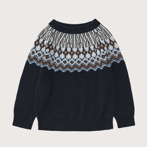 Fair Isle Sweater - 100% Merino - AW24 Dark Navy (2-6y)