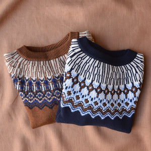 Fair Isle Sweater - 100% Merino - AW24 Dark Navy (2-6y)