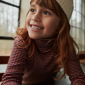 Rollneck Rib Sweater - 100% Merino - Ecru/Clay/Pond (2-12y+)