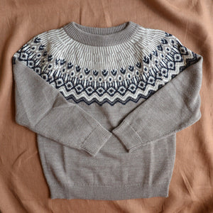 Fair Isle Sweater in 100% Merino - Beige Melange AW23 (9-12y) *Last One!