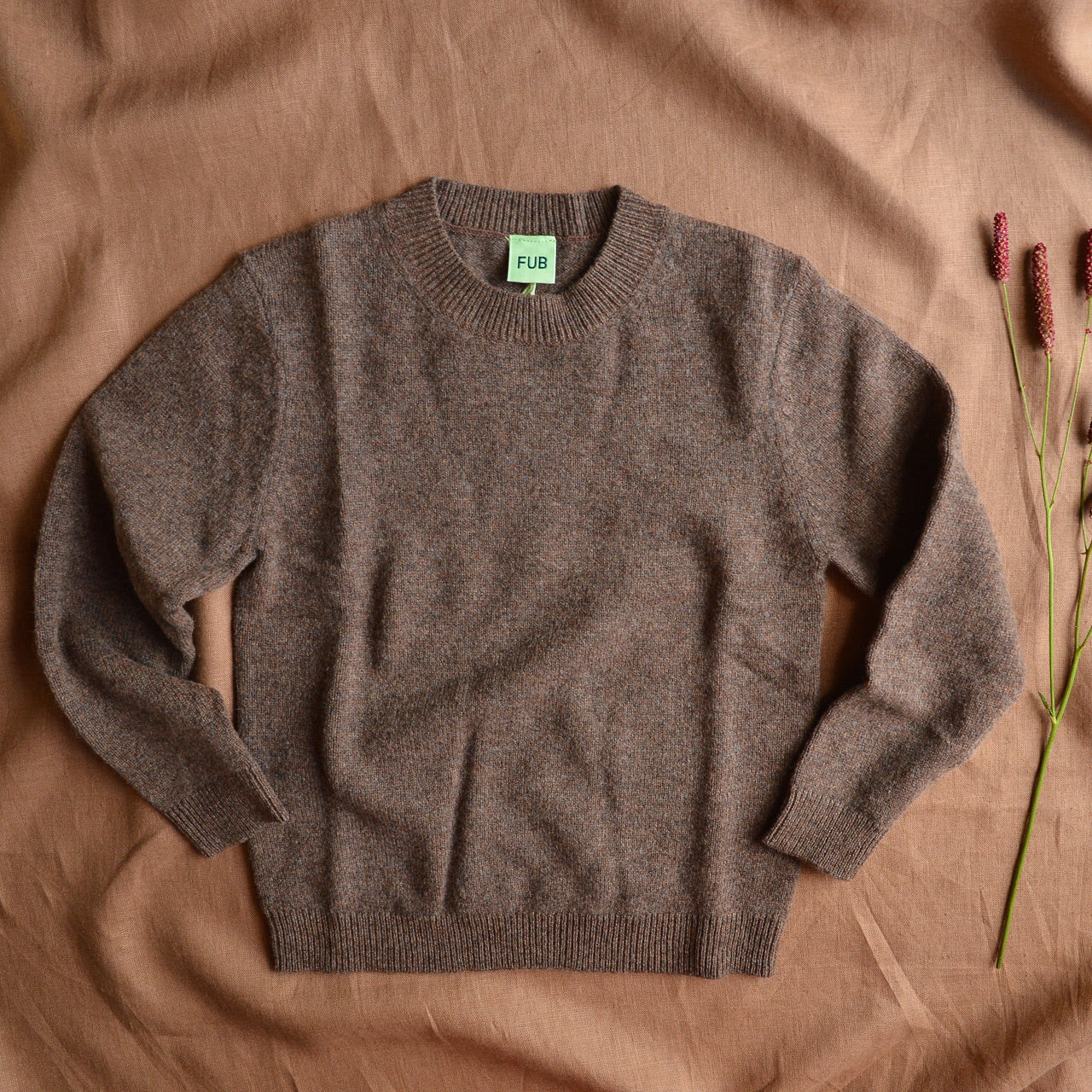 Kids Lambswool Crewneck Sweater - Pecan (2-8y)