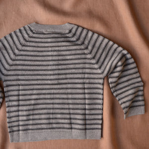 Raglan Button Sweater - 100% Merino - Stripes (2-12y)