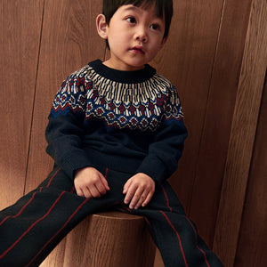 Fair Isle Sweater - 100% Merino - Dark Navy (2-12y+)