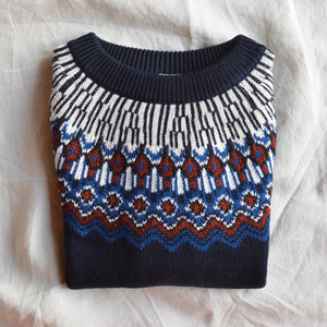 Fair Isle Sweater - 100% Merino - Dark Navy (2-12y+)
