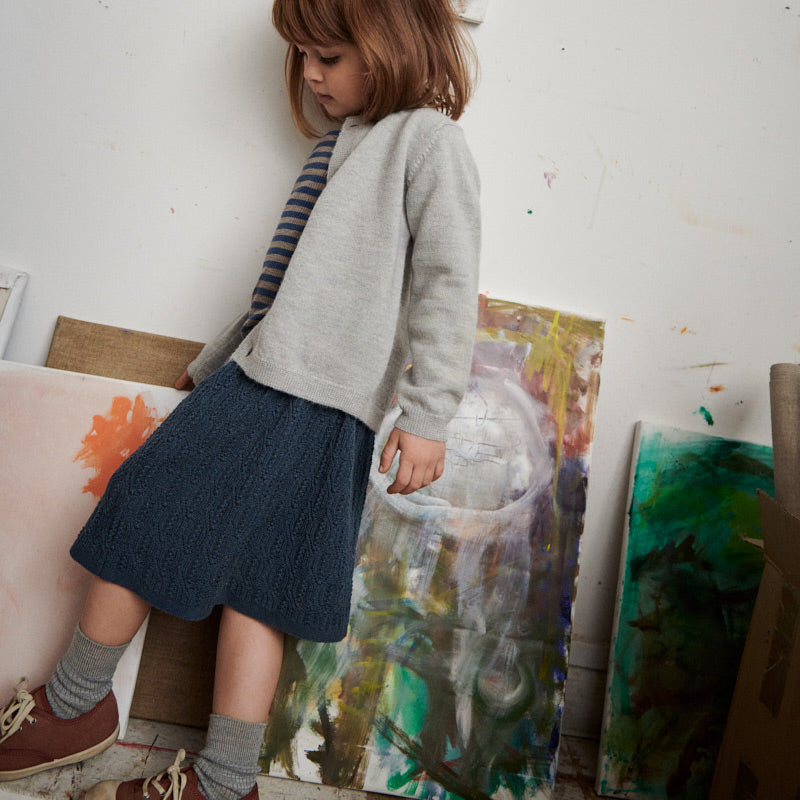 Pointelle Skirt - 100% Merino - Pond Blue (7-9y) *Last One!