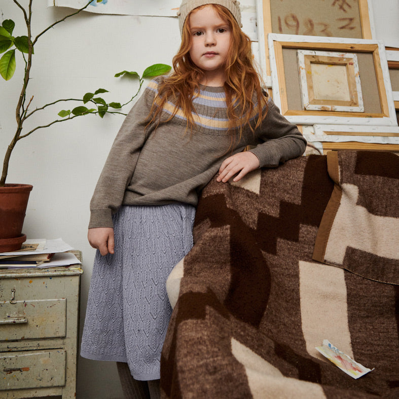 Pointelle Skirt - 100% Merino - Pond Blue (7-9y) *Last One!