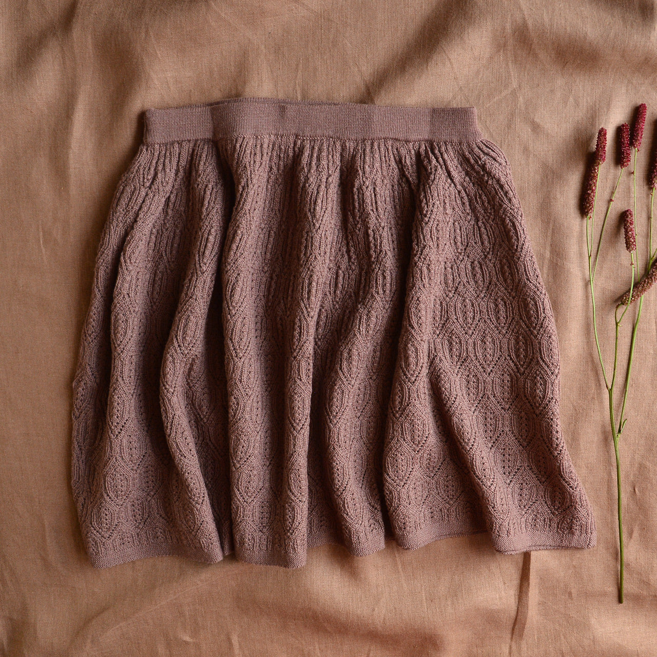 Pointelle Skirt in 100% Merino - Nutmeg (2-9y) *Last ones