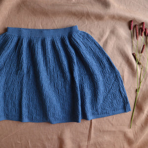 Pointelle Skirt in 100% Merino - Indigo (6-8y) *Last One!