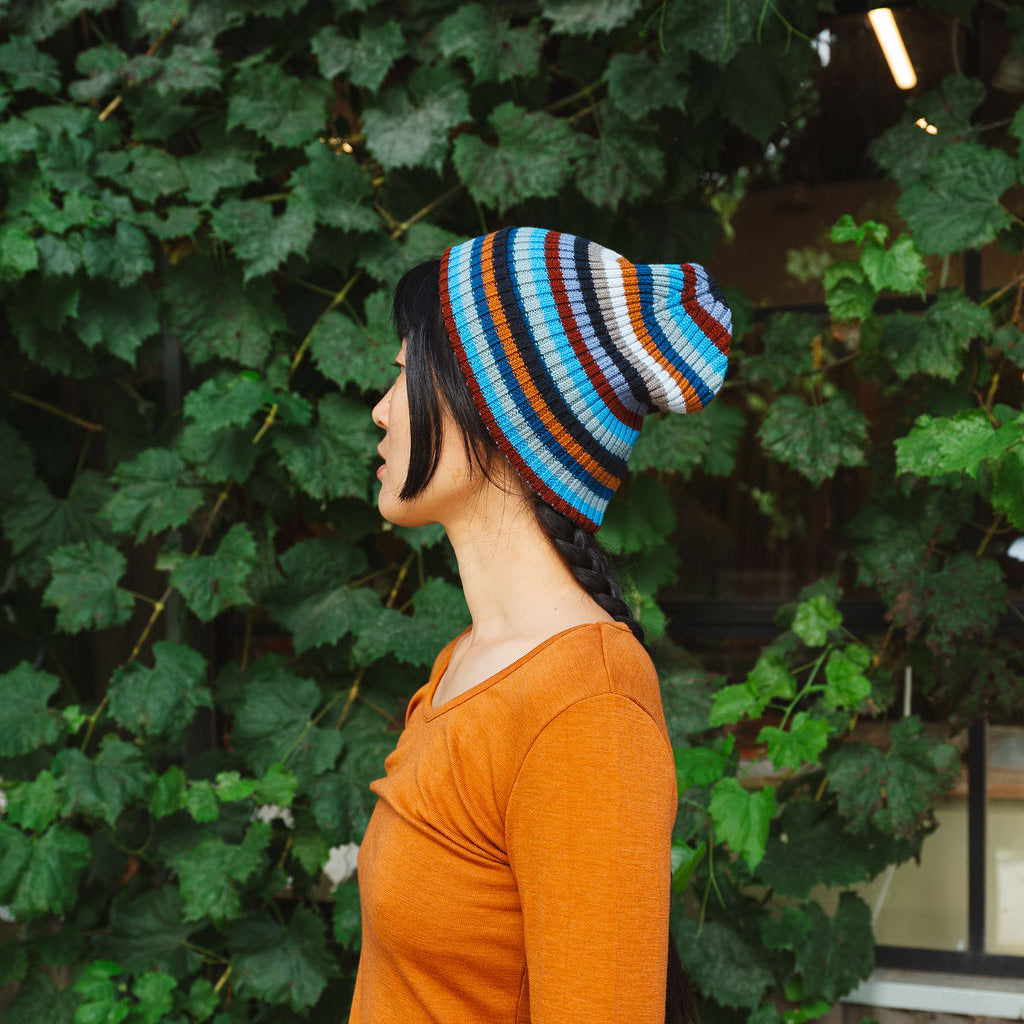 Rib Beanie - 100% Merino - Multi Stripe (2-12y+)