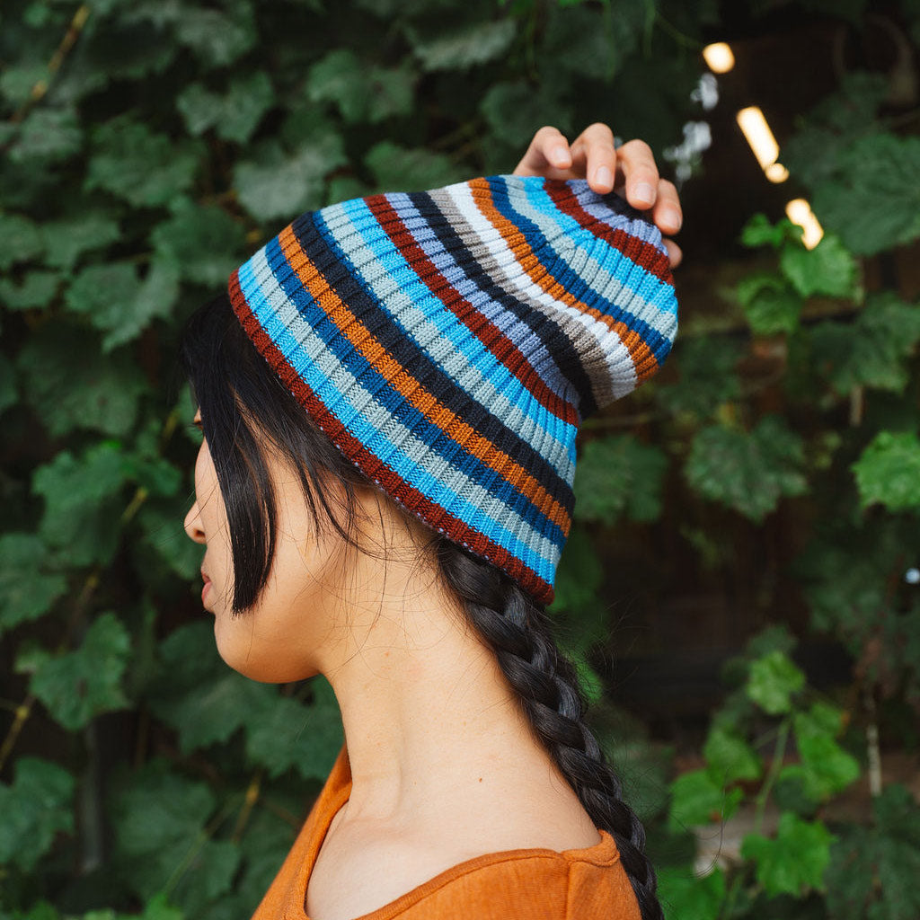 Rib Beanie - 100% Merino - Multi Stripe (2-12y+)