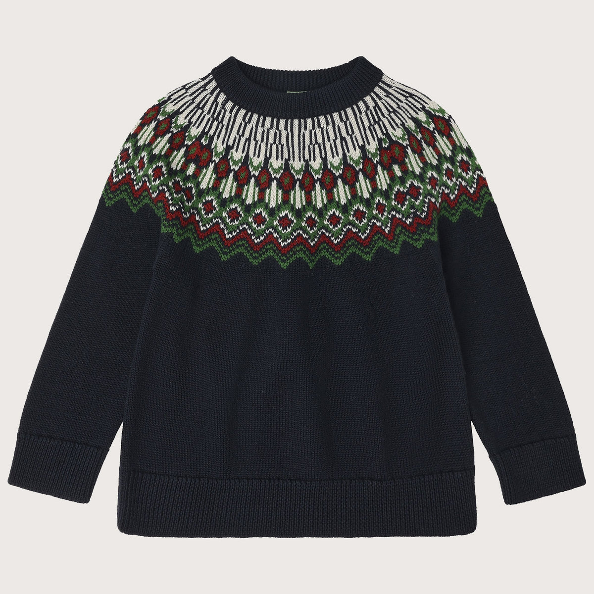 Fair Isle Sweater - 100% Merino - Dark Navy/Green (2-12y+ Teen/Womens' XS) *Arriving 2026