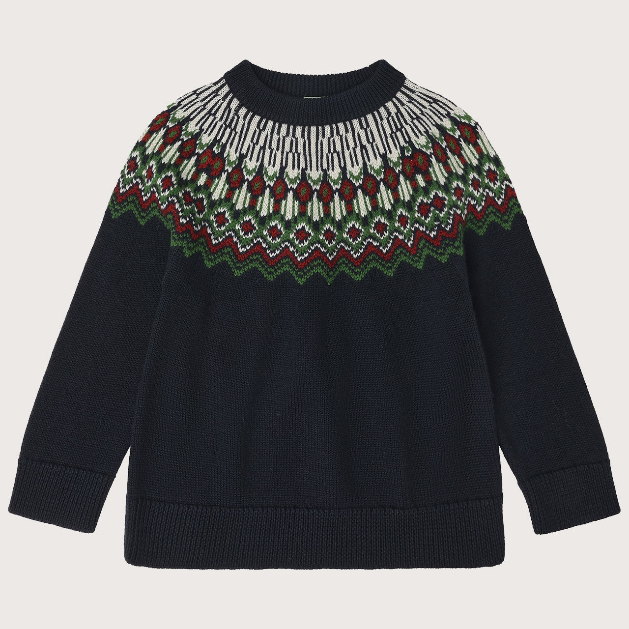 Fair Isle Sweater - 100% Merino - Dark Navy/Green (2-12y+ Teen/Womens' XS) *Arriving 2026