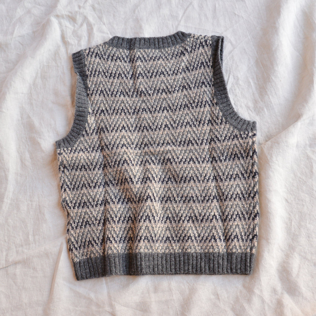 Jacquard Knit Vest -100% Lambswool - Grey Melange (2-12y+)