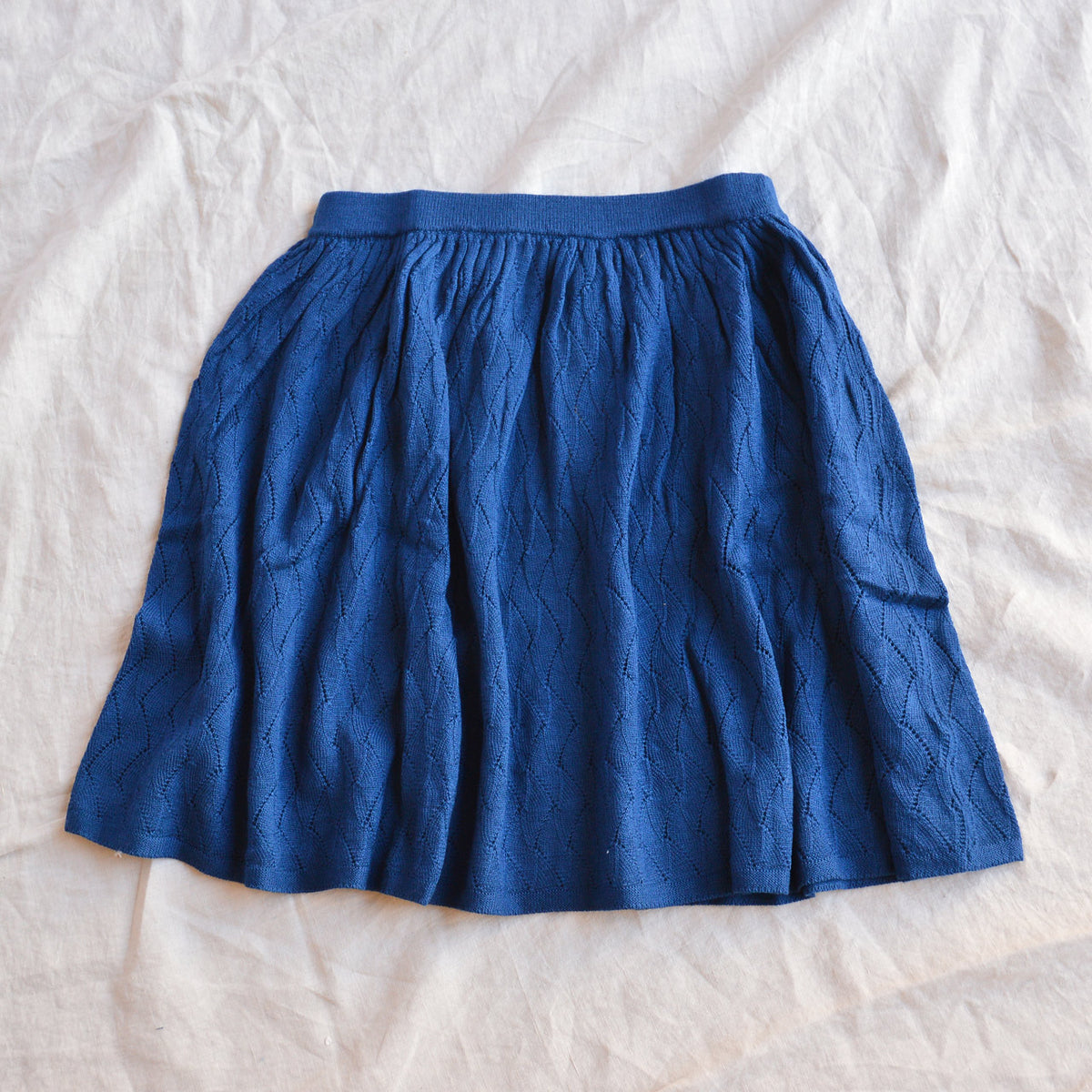 Pointelle Skirt - 100% Merino - Pond Blue (7-9y) *Last One!