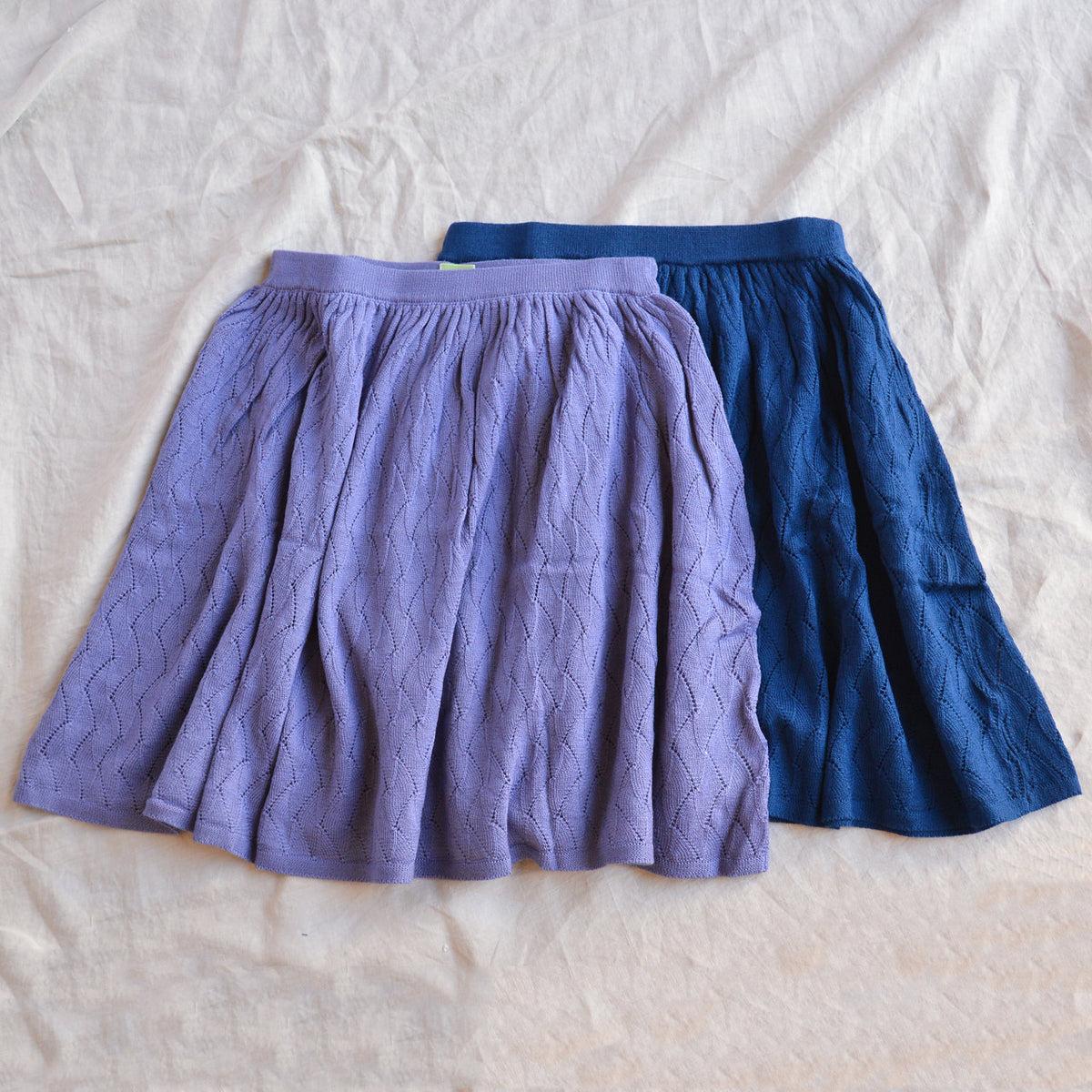 Pointelle Skirt - 100% Merino - Pond Blue (7-9y) *Last One!