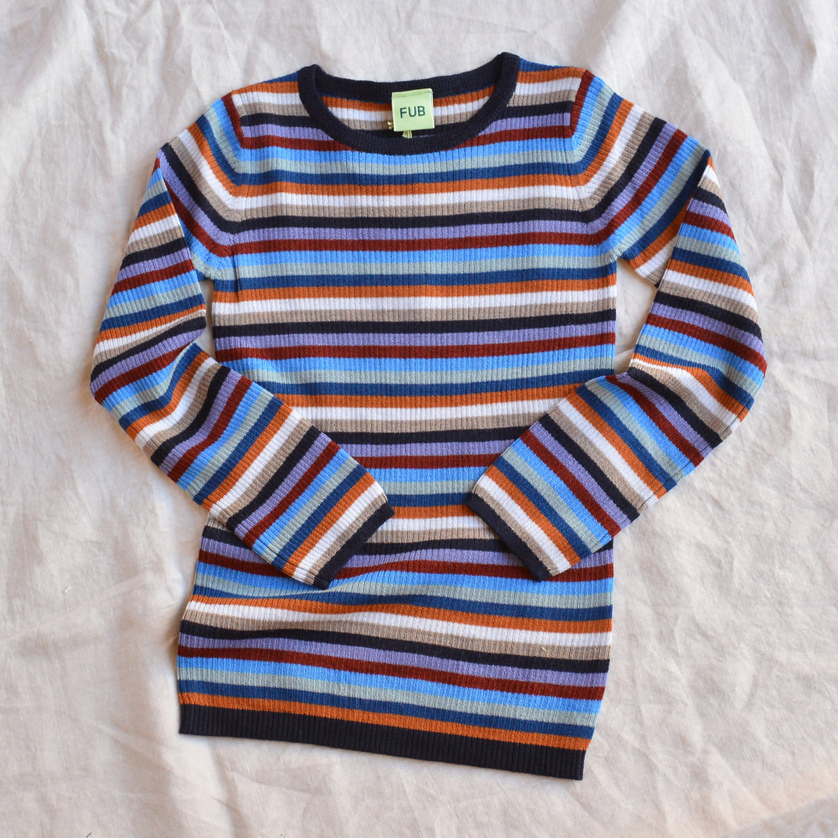 Child’s Fine Rib Sweater in 100% Merino - Multi Stripes (2-12y+)