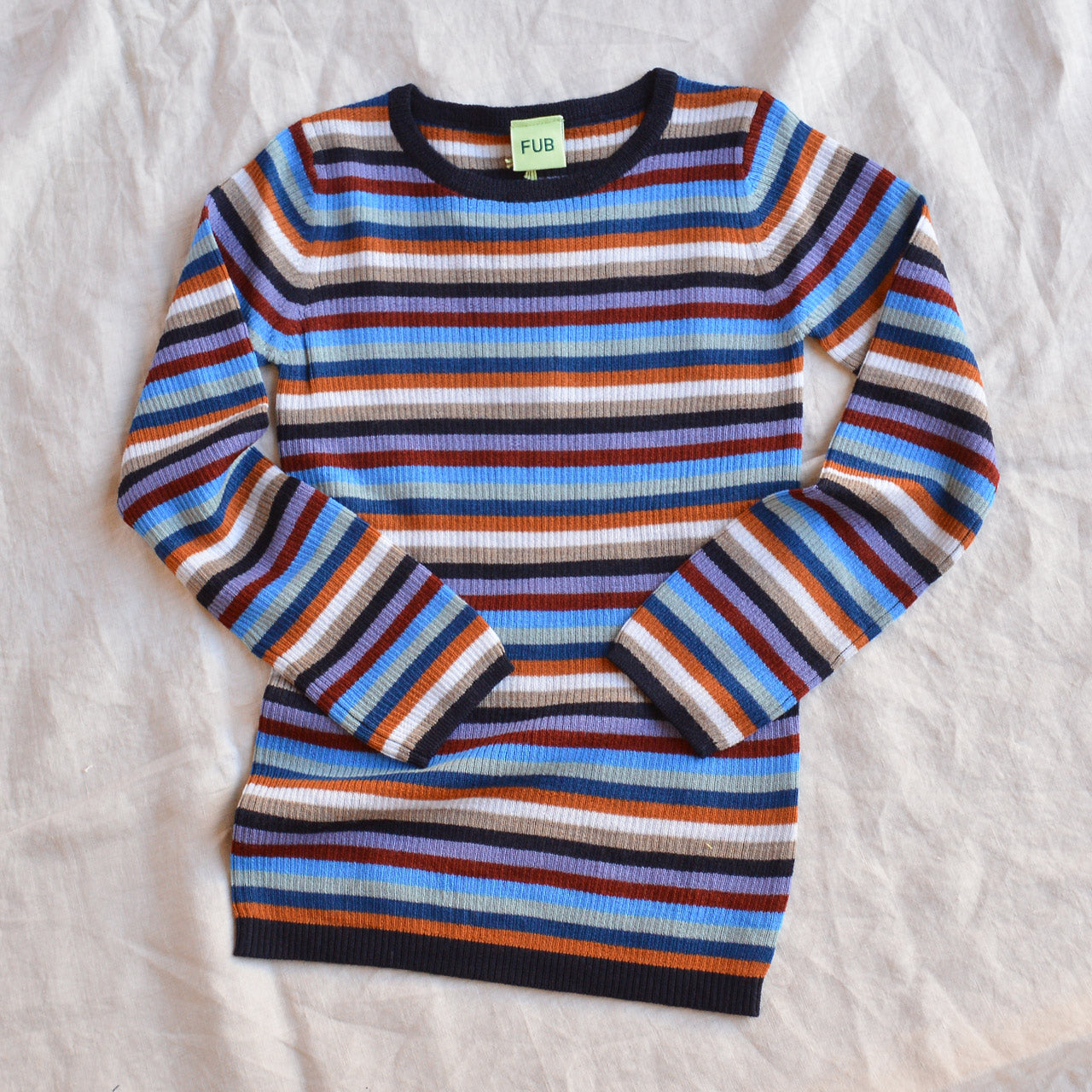 Child’s Fine Rib Sweater in 100% Merino - Multi Stripes (2-12y+)