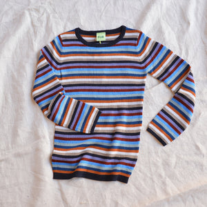 Rib Sweater Top - 100% Merino - Multi Stripes (2-12y+)