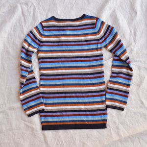 Rib Sweater Top - 100% Merino - Multi Stripes (2-12y+)