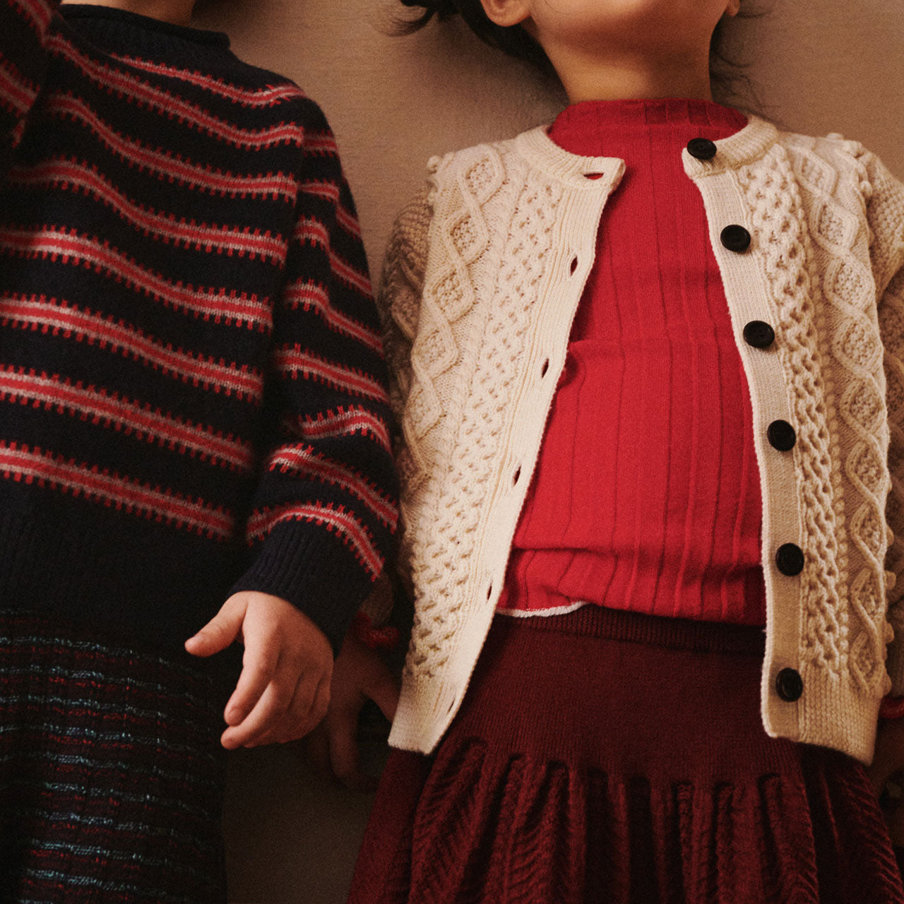 Aran Cardigan - 100% Merino - Ecru (2-10y)