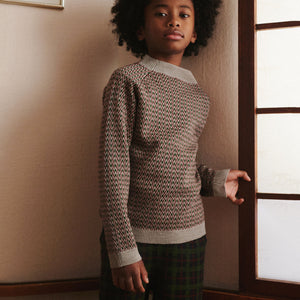 Herringbone Sweater - 100% Merino - Oat Melange (2-12y+ Teen/Womens' XS) *Arriving 2026