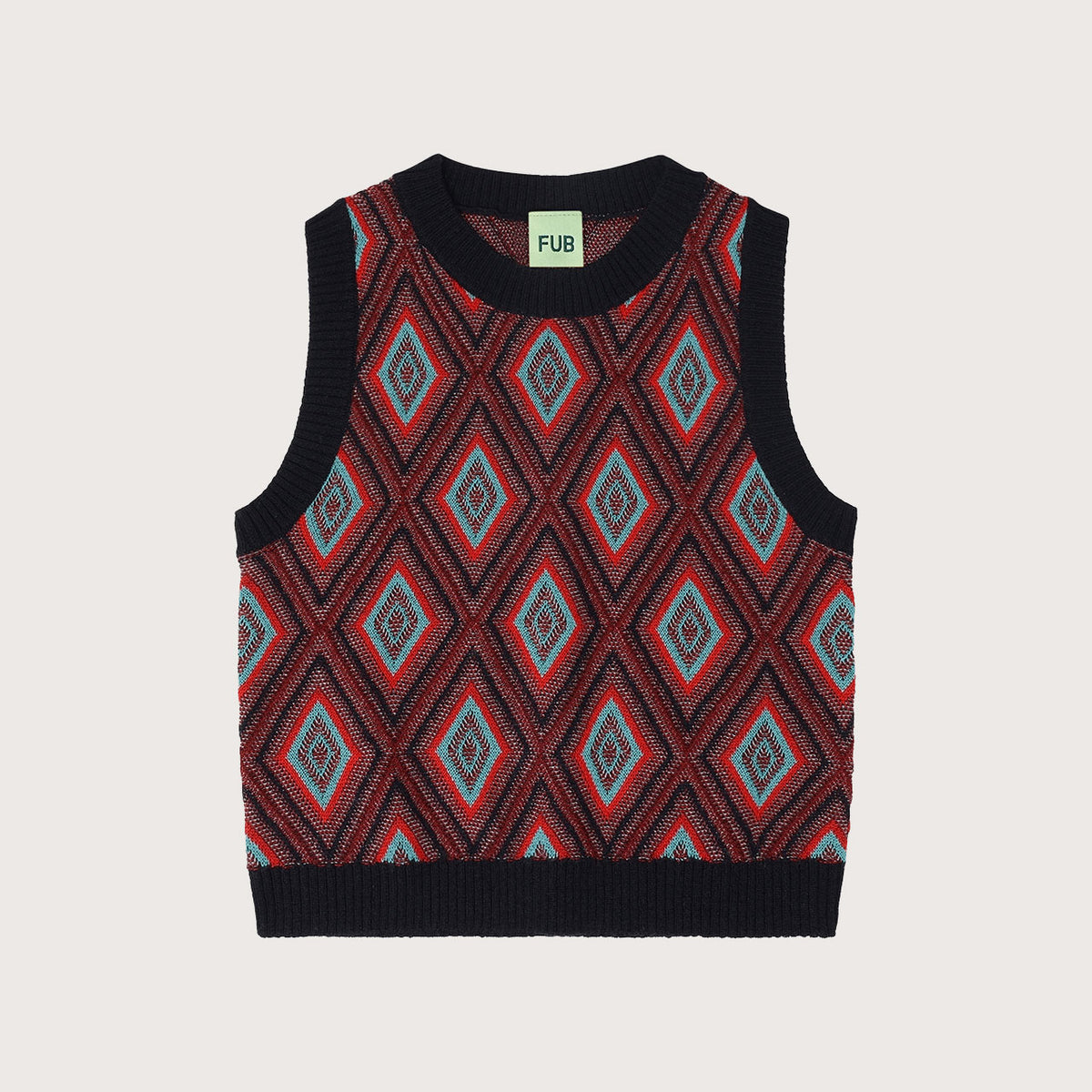 Harlequin Knit Vest - 100% Merino - Navy and Red (2-12y+) *Arriving 2026