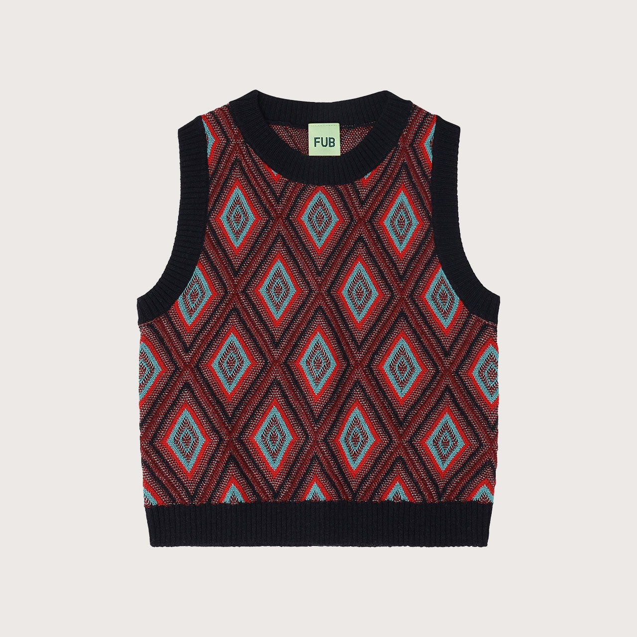 Harlequin Knit Vest - 100% Merino - Navy and Red (2-12y+) *Arriving 2026