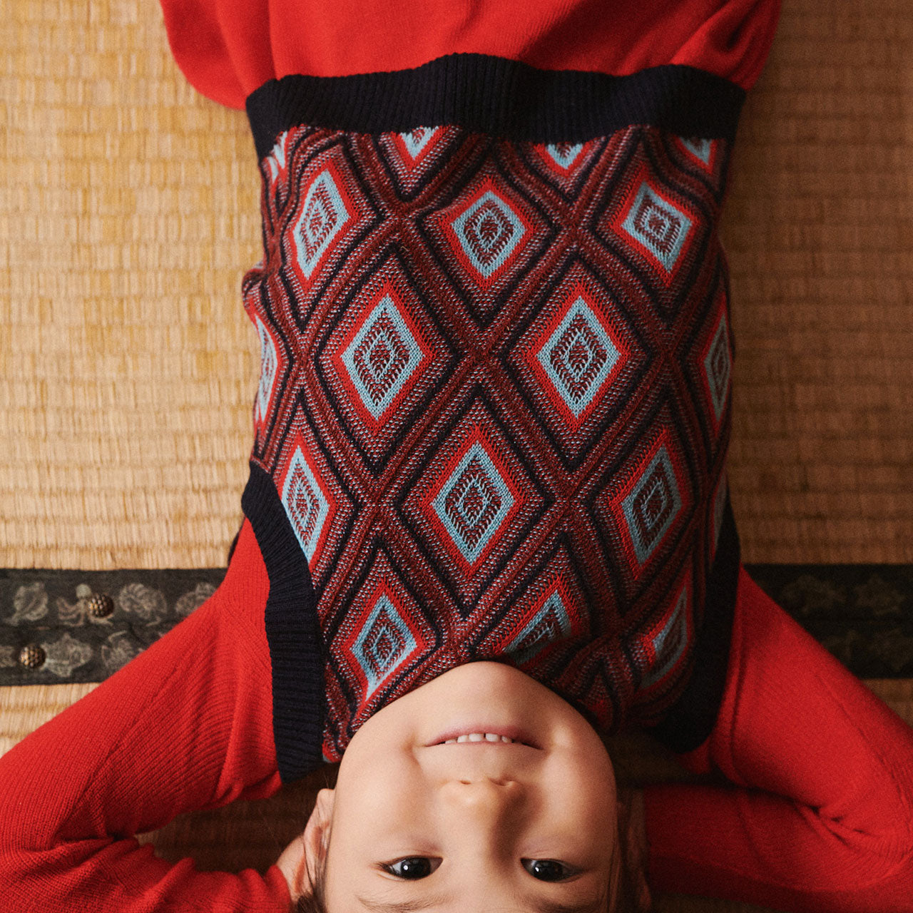 Harlequin Knit Vest - 100% Merino - Navy and Red (2-12y+) *Arriving 2026