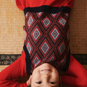 Harlequin Knit Vest - 100% Merino - Navy and Red (2-12y+) *Arriving 2026