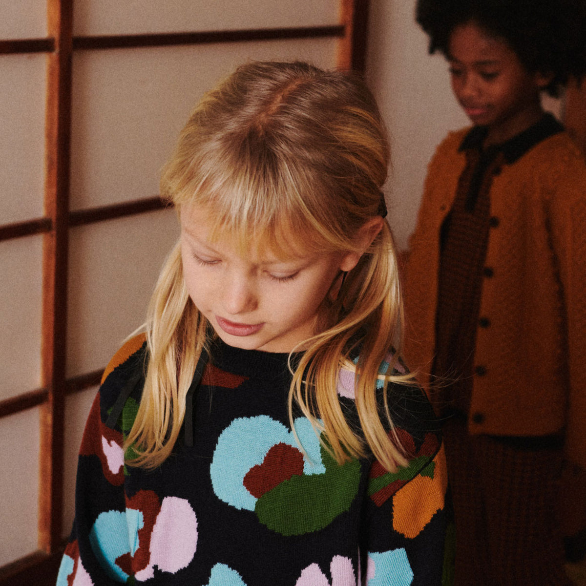 Jacquard Sweater - 100% Merino - Navy Melange (Teens-Womens S) *Arriving 2026