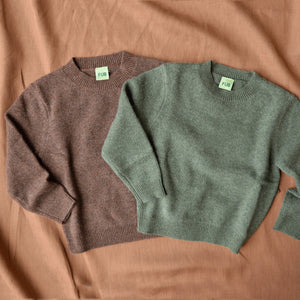Kids Lambswool Crewneck Sweater - Pecan (2-8y) *Last ones