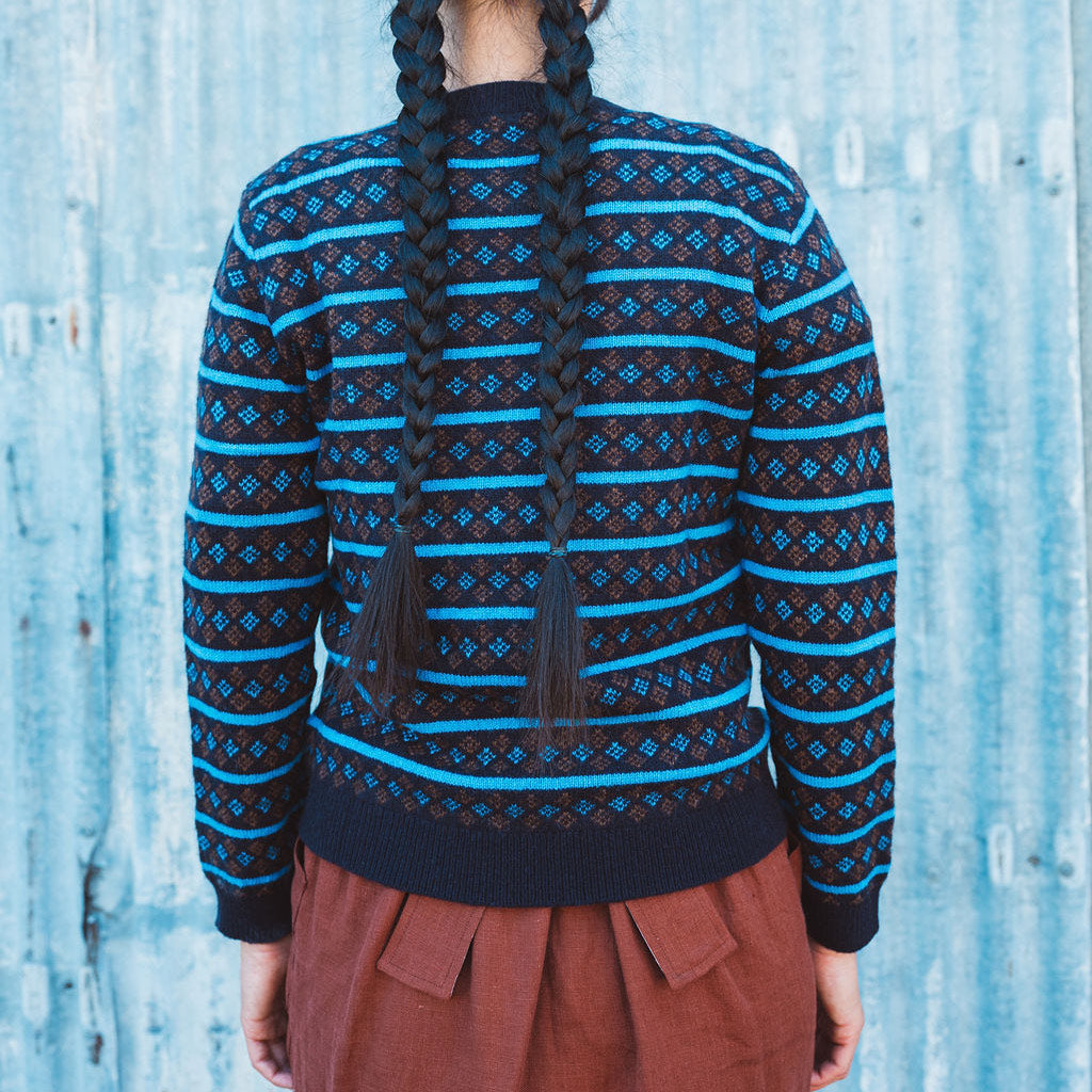 Jacquard Sweater - 100% Lambswool - AW25  Dark Navy (2-12y+)