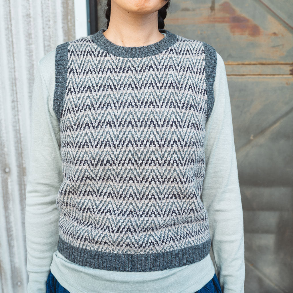Jacquard Knit Vest -100% Lambswool - Grey Melange (2-12y+)