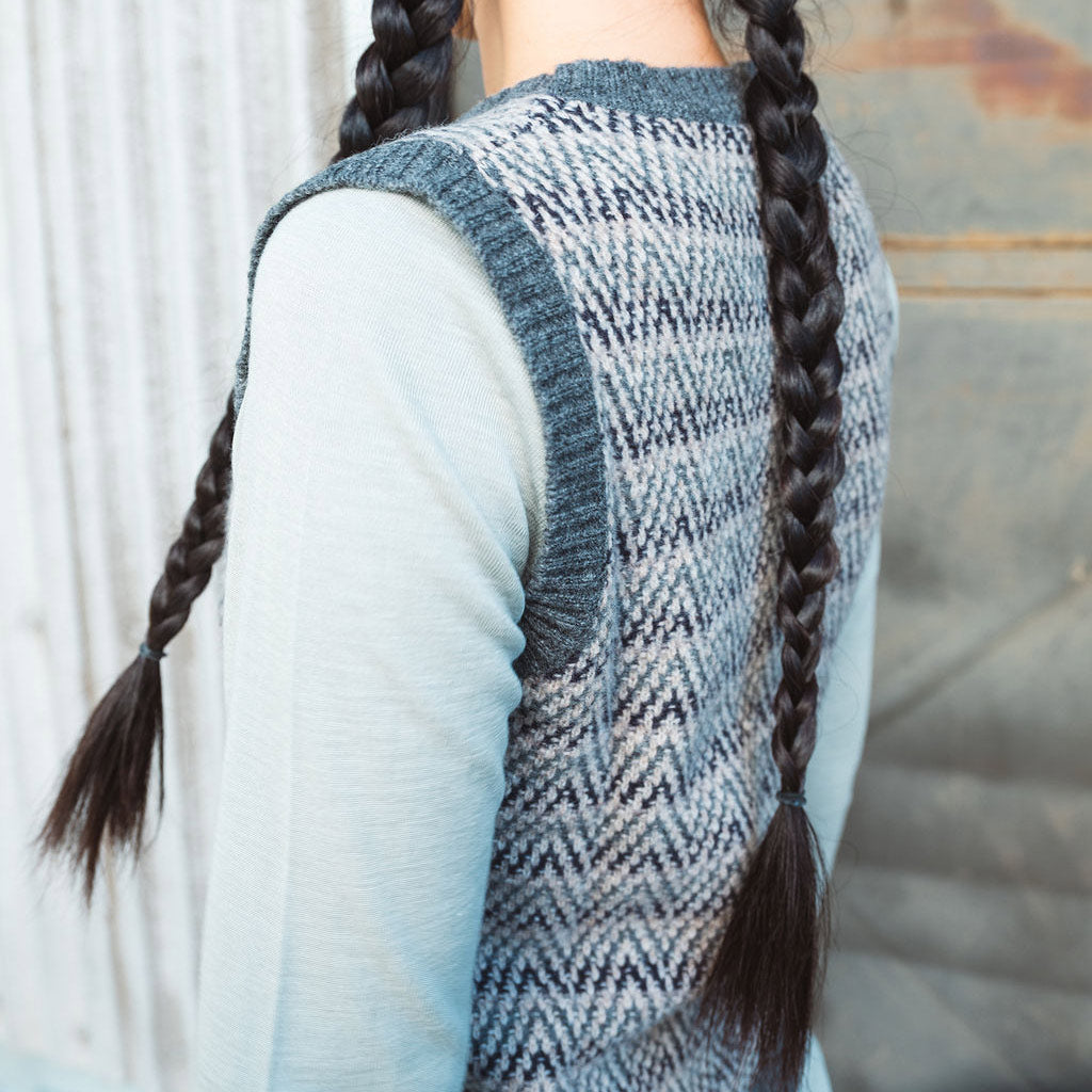 Jacquard Knit Vest -100% Lambswool - Grey Melange (2-12y+)