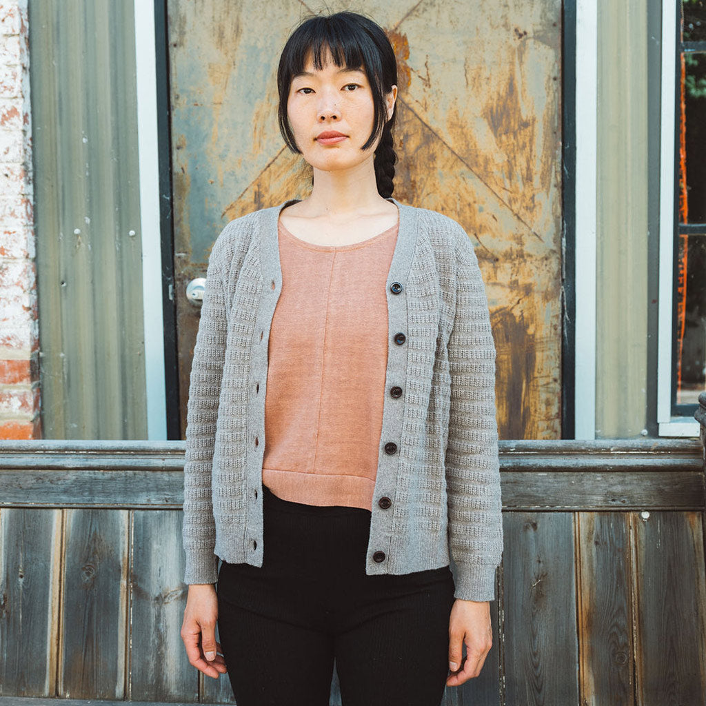 Women's Structure Cardigan - 100% Lambswool - Hazel Melange (Teens-Womens S) *Last One!