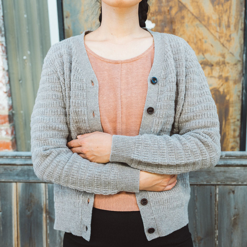 Women's Structure Cardigan - 100% Lambswool - Hazel Melange (Teens-Womens S) *Last One!
