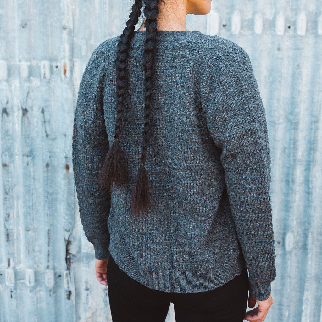 Women's Structure Cardigan - 100% Lambswool - Grey Melange (Teens-Womens S)
