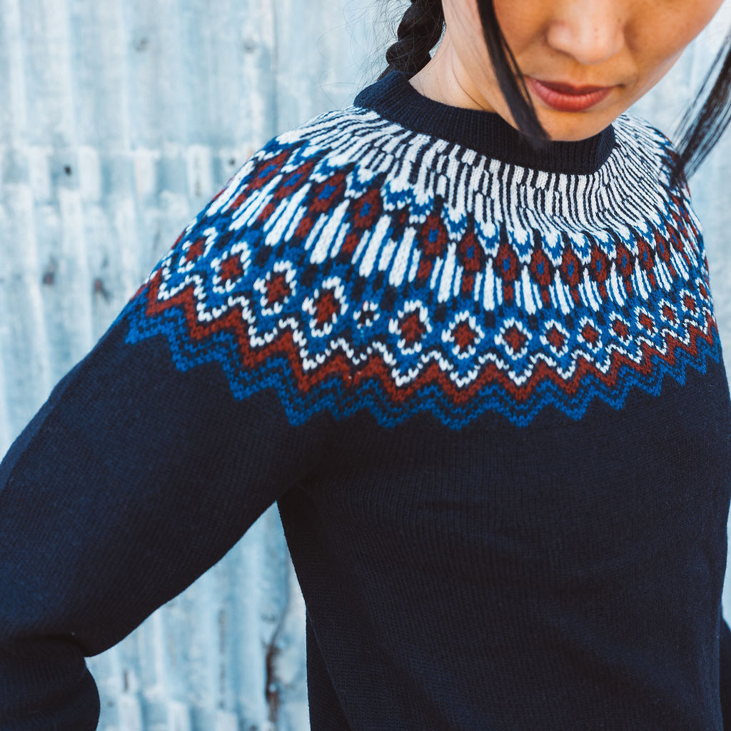 Fair Isle Sweater - 100% Merino - AW25 Dark Navy (2-6y)