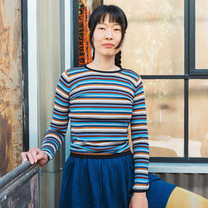 Rib Sweater Top - 100% Merino - Multi Stripes (2-12y+)