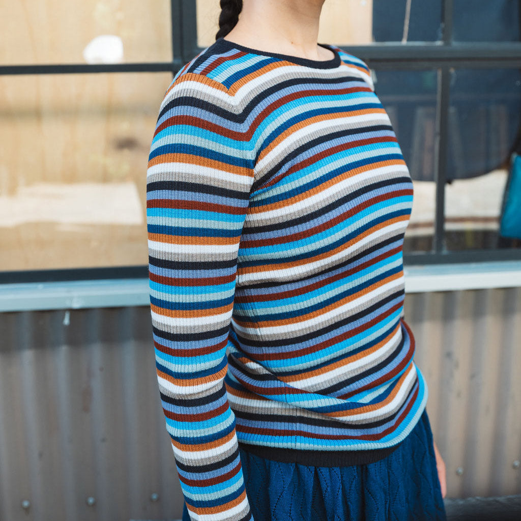 Child’s Fine Rib Sweater in 100% Merino - Multi Stripes (2-12y+)