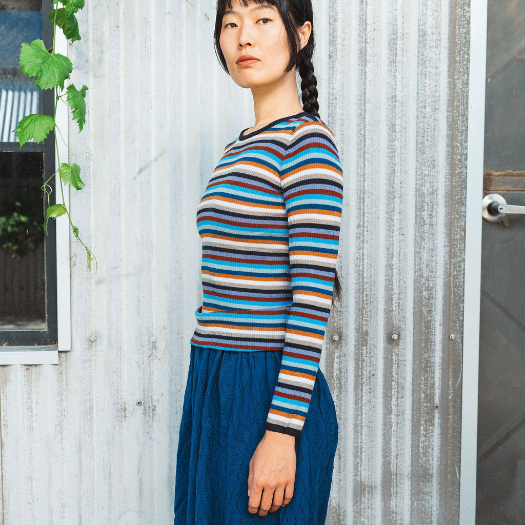 Child’s Fine Rib Sweater in 100% Merino - Multi Stripes (2-12y+)