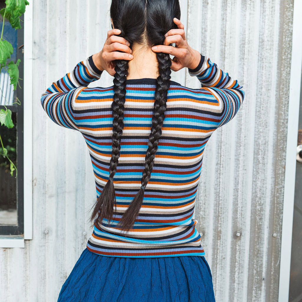 Child’s Fine Rib Sweater in 100% Merino - Multi Stripes (2-12y+)