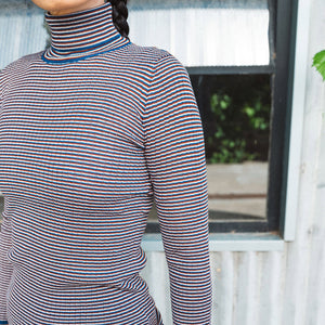Rollneck Rib Sweater - 100% Merino - Ecru/Clay/Pond (2-12y+)