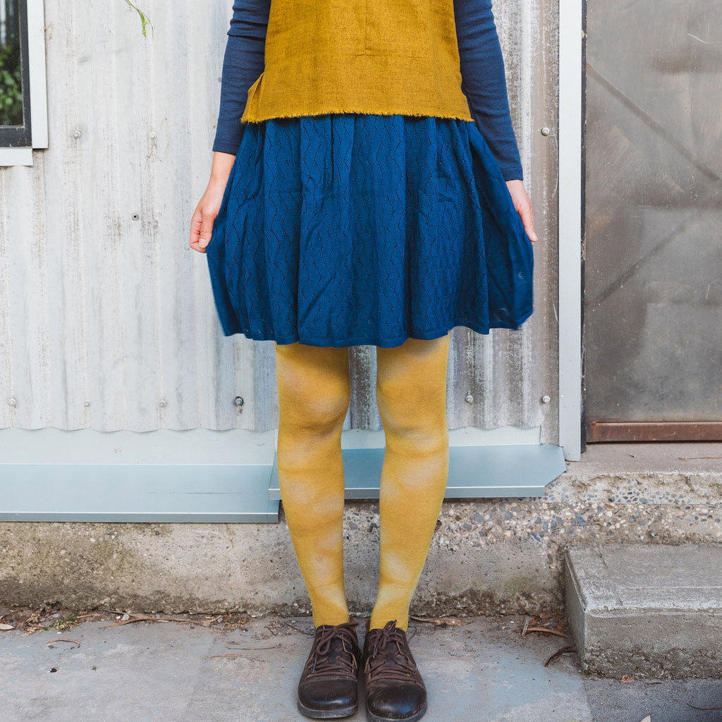 Pointelle Skirt - 100% Merino - Pond Blue (7-9y) *Last One!