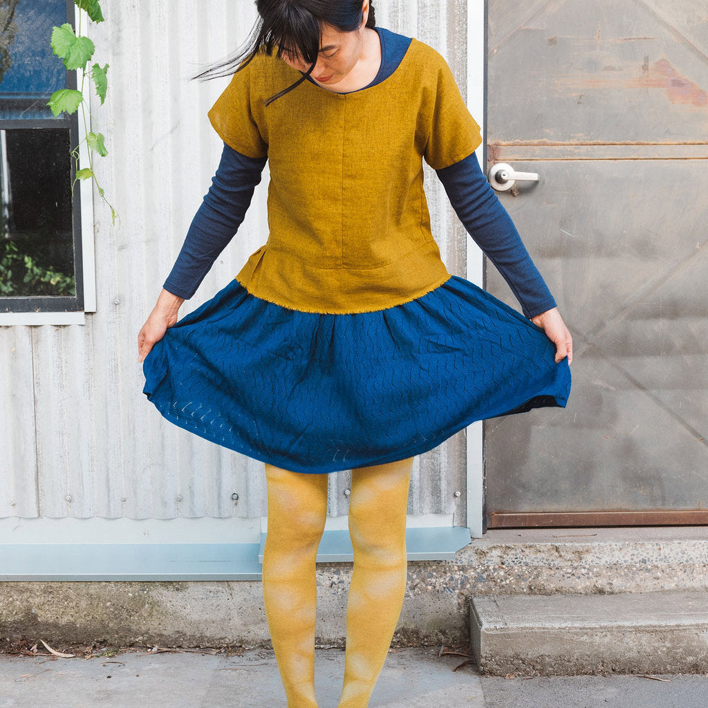 Pointelle Skirt - 100% Merino - Pond Blue (7-9y) *Last One!