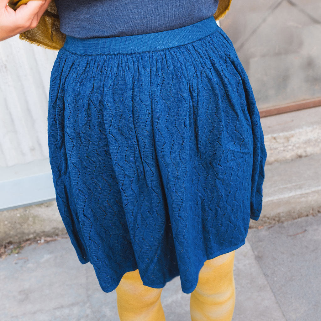 Pointelle Skirt - 100% Merino - Pond Blue (7-9y) *Last One!