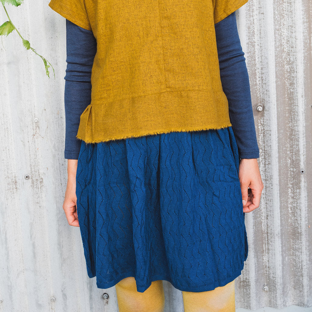 Pointelle Skirt - 100% Merino - Pond Blue (7-9y) *Last One!